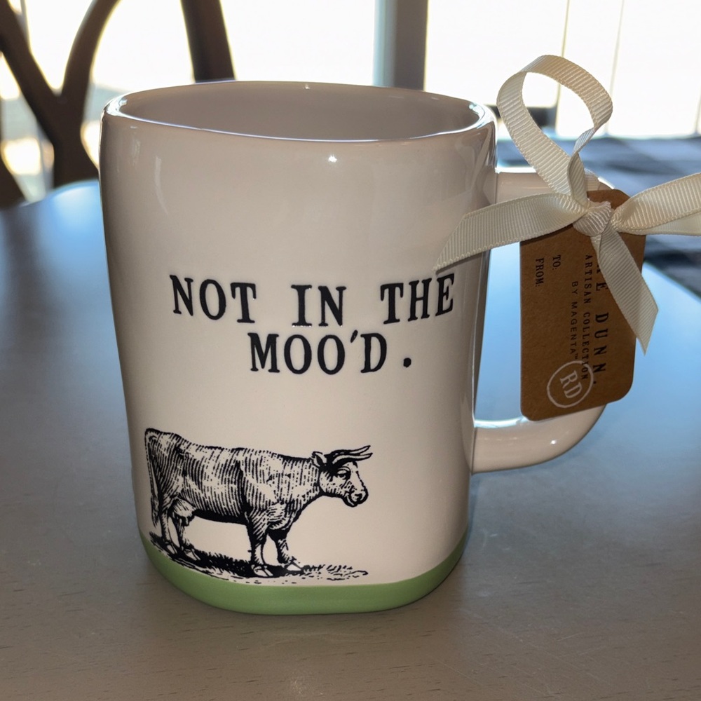Rae Dunn Not In The Moo’d White and Green Cow Mug